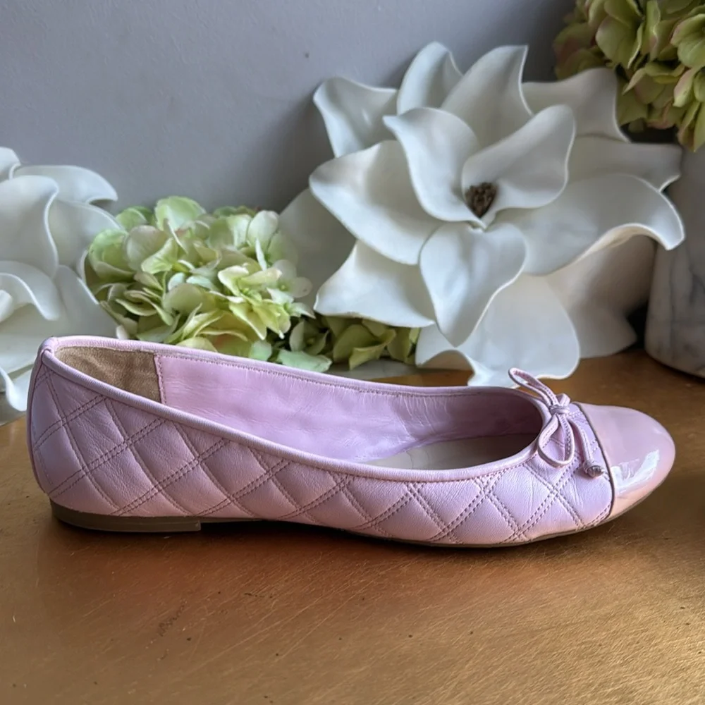 Delman Willa Quilted Ballet Flat in Pink Leather - Picture 3 of 16